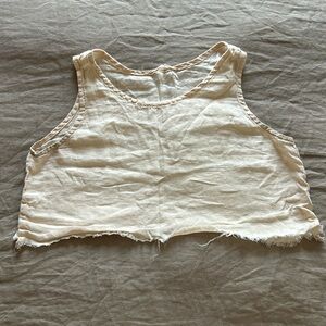 ✨ VNTG LINEN RAW HEM CROPPED TANK SZ M